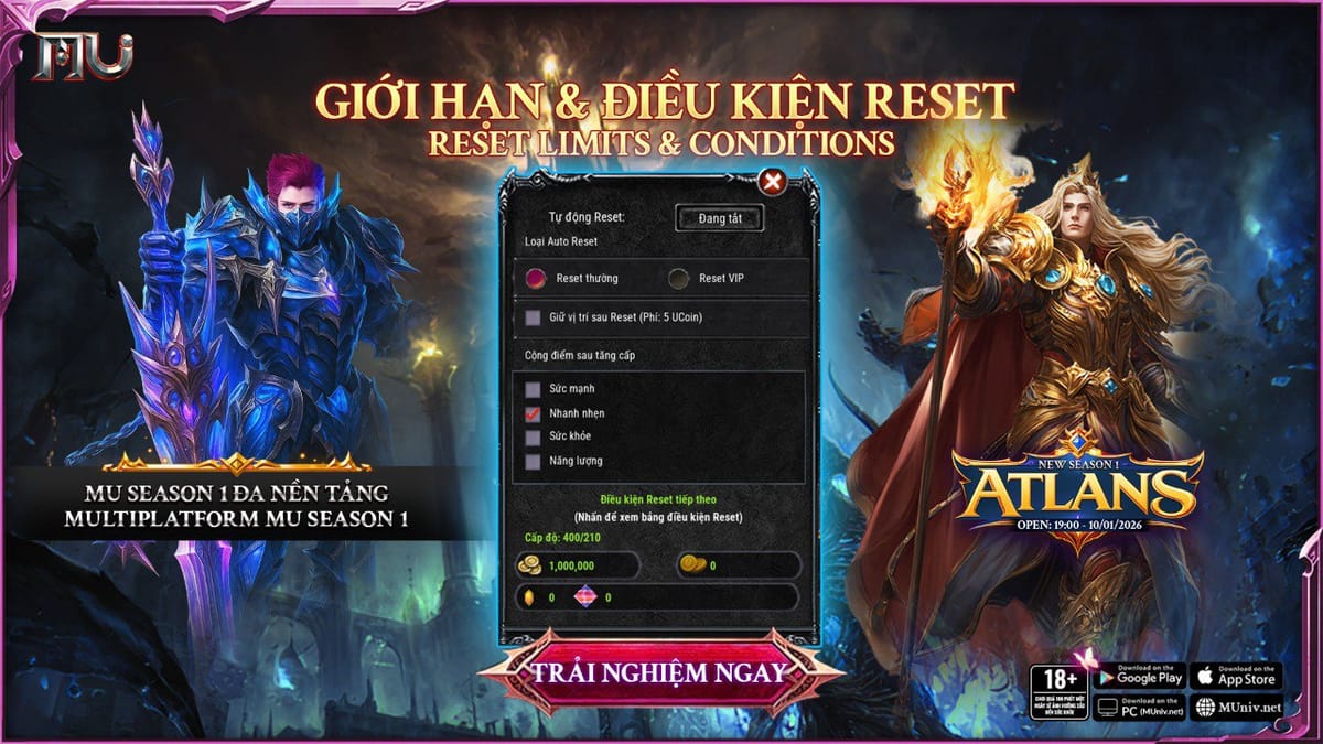 Giới hạn và điều kiện reset