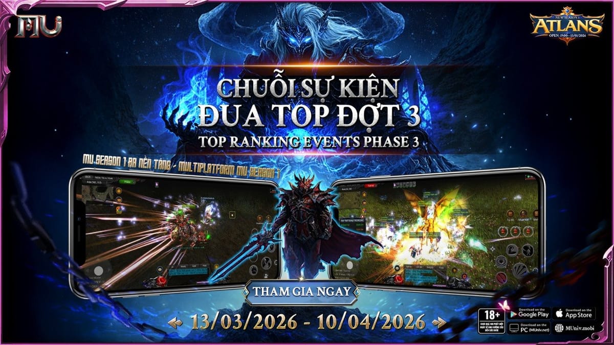 Chuỗi sự kiện đua top đợt 3 máy chủ Atlans 13/03/2026